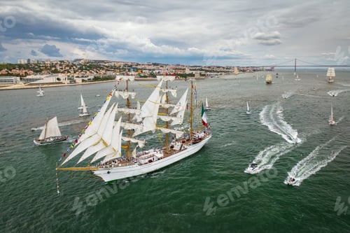 Preview: Tall ships sailing in Tagus river. Lisbon, Portugal