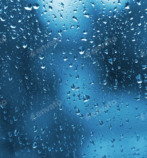 Preview: Natural water drops on glass