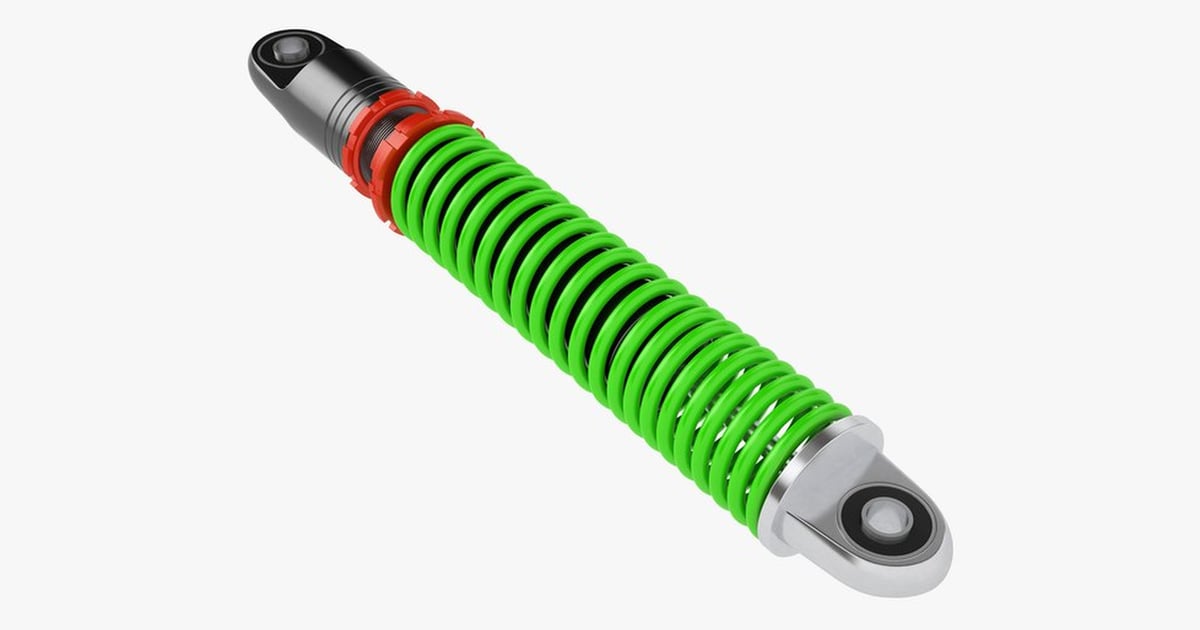 Green Spring Gas Shock Absorber 3D, Incl. auto part & car - Envato