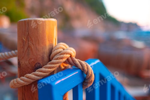 Preview: Rope knot of handrail of a bridge