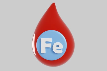 Предпросмотр: Красная слеза с синим кругом и белыми буквами.