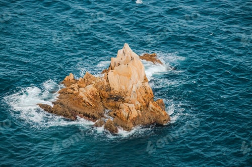 Preview: Atlantic Ocean. Aerial view of ocean waves and rocky coast. Rocky shore. Blue ocean