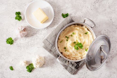 Preview: mashed cauliflower with butter. ketogenic paleo diet side dish