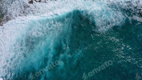 Preview: Aerial view of the beautiful blue splashing sea waves