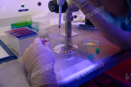Preview: Embryologist working with biomaterial in the clinic