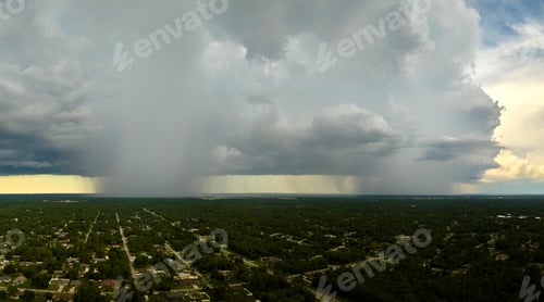 Preview: Landscape of dark ominous clouds forming on stormy sky during heavy thunderstorm