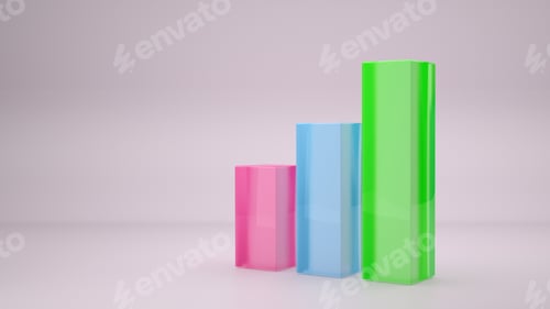 Preview: 3D render of colorful business diagram on pink background
