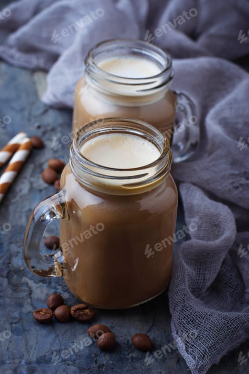 Preview: Coffee with milk in jar