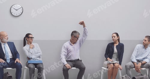 Preview: Anxious man waiting for a job interview