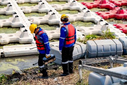 Preview: Renewable Energy Eco Technology Electric Power. Floating solar panels on lake.