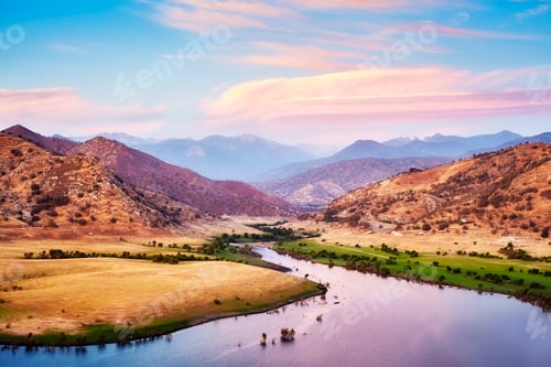 Preview: Yosemite National Park at purple sunset, USA.
