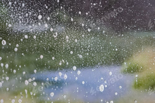Preview: Background Wet- Raindrop Realistic. Water Splash Shower- Bad Weather. Window- Soap Foam. Rainwater