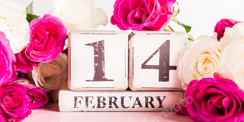 Preview: Bunch of White and Pink Roses for St Valentines Day