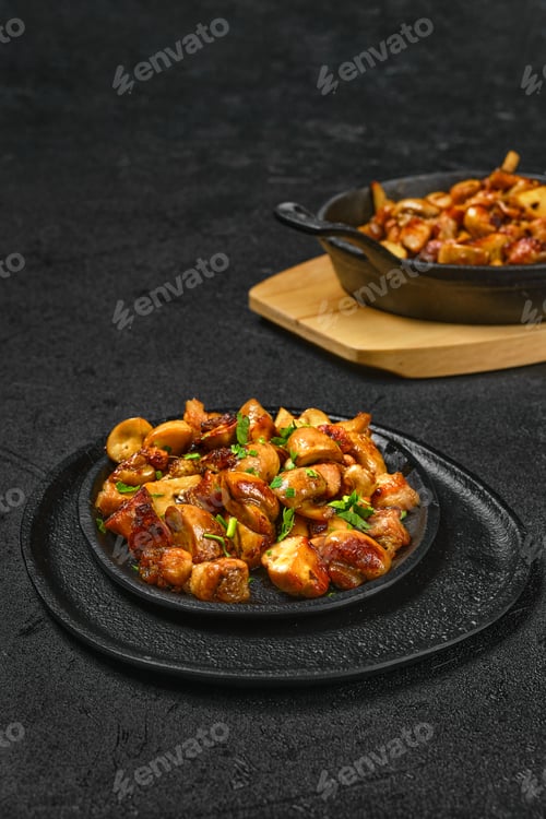 Preview: Fried champignon and pork belly