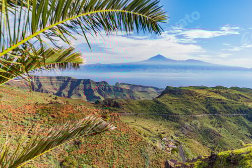 Preview: Scenic view from the island of La Gomera to the Teide volcano, Tenerife, Canary Islands