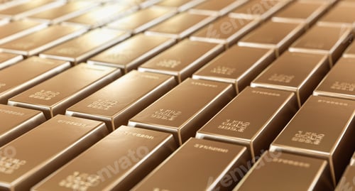 Preview: Stack of gold bars, financial and reserve of value concept. Copy space. Studio shot