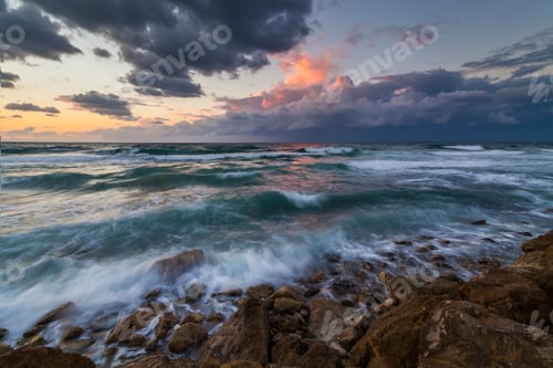 Preview: Stormy sky over the wave of the sea.