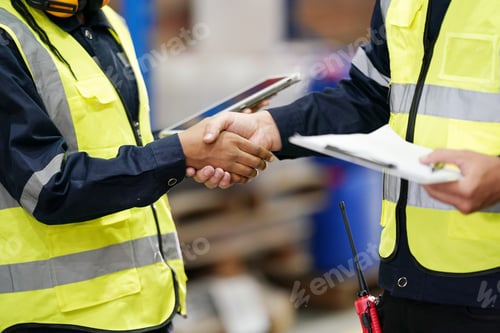 Preview: Warehouse Industrial supply chain and Logistics Companies inside. Warehouse workers checking the inv