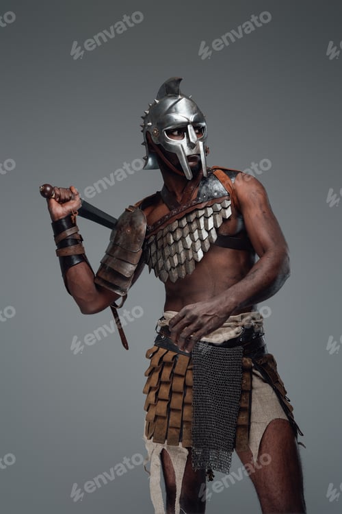 Preview: Ancient arena fighter of african descent with sword
