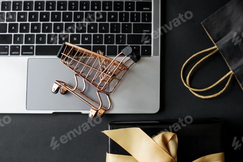 Preview: Online Shopping Flat Lay Background