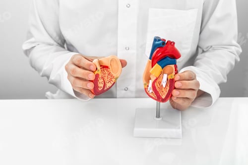 Preview: Concept of occupation cardiologist, World Heart Day. Cardiologist wearing a medical coat showing a