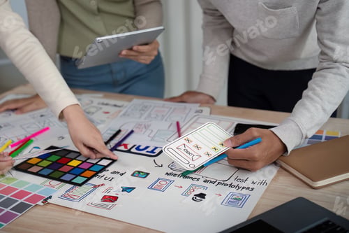Preview: Brainstorm team of creative web graphic designer planning, Group of mobile phone app developer team