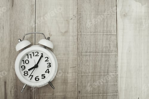 Preview: Alarm Clock On Wood Table In Vintage Color Style