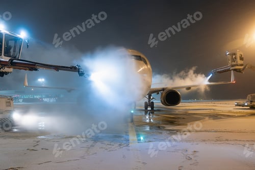 Preview: Deicing of airplane at airport