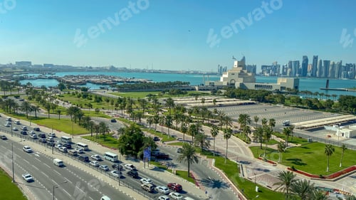 Preview: Visit Qatar,explore Qatar, doha skyline,city,cityscape, highway,road, traffic, cars, view from above