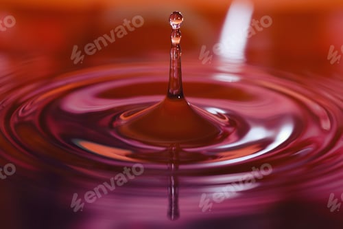 Preview: Macro photo of water drops falling into a pool of water