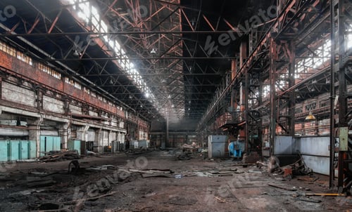 Preview: Industrial interior of an old abandoned factory