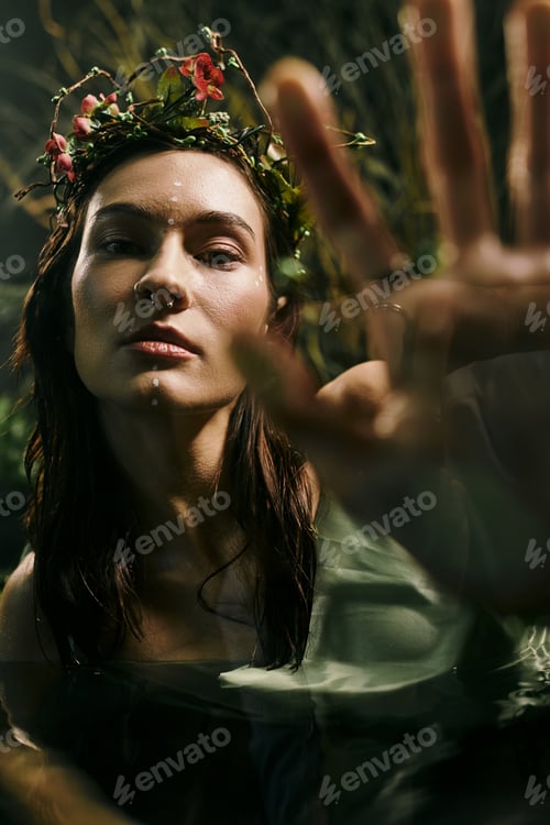 Preview: A Woman Adorned With Natures Bounty Near a Swamp