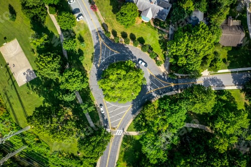 Preview: Bird's eye view of a green city streets