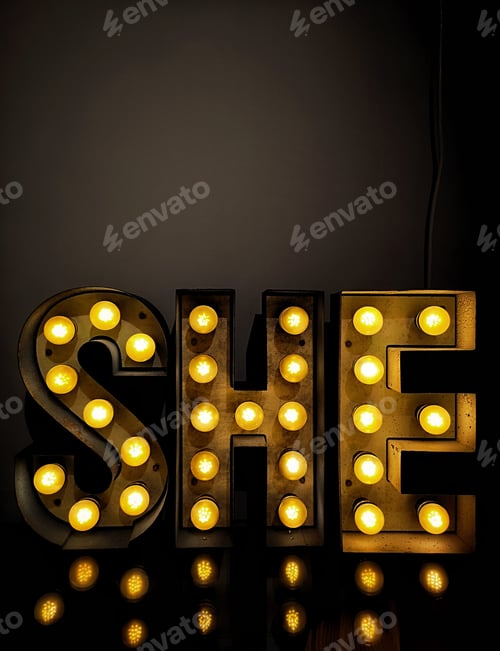 Preview: Lights and letters making the word SHE