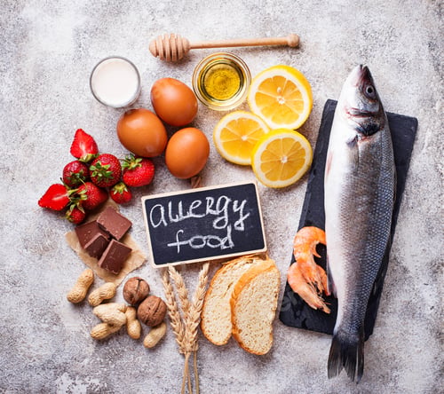 Preview: Allergy food concept. Assorted of allergic products