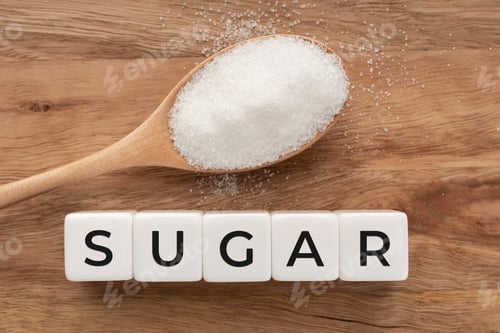 Preview: Sugar In Wooden Spoon and block shape with text