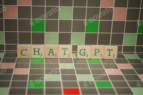 Preview: Tile with green chat gpt text on a blocked background
