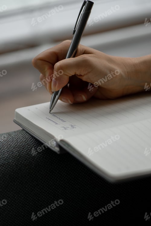 Preview: Business woman. A girl with a diary . Girl's hands