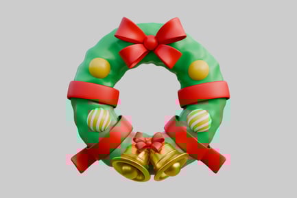 Preview: Christmas wreath with bells and bows