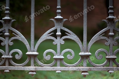 Preview: Ornate Metal Gate Detail in an Urban Setting