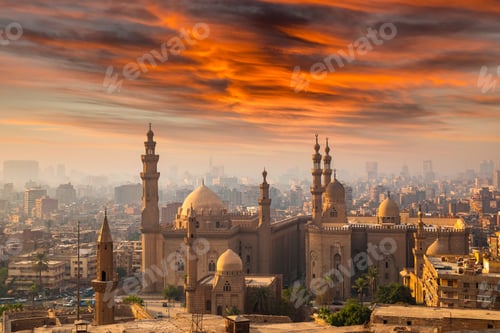 Preview: The Mosque-Madrasa of Sultan Hassan at sunset, Cairo Citadel, Egypt