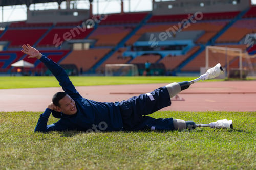 Preview: Athletes with disabilities take a break at the stadium between training sessions.
