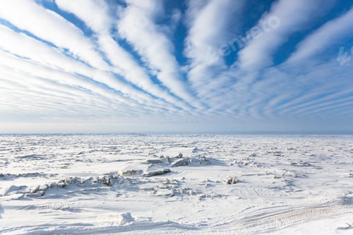 Preview: Aerial photo of the frozen sea in the Arctic Circle near Barrow, Alaska