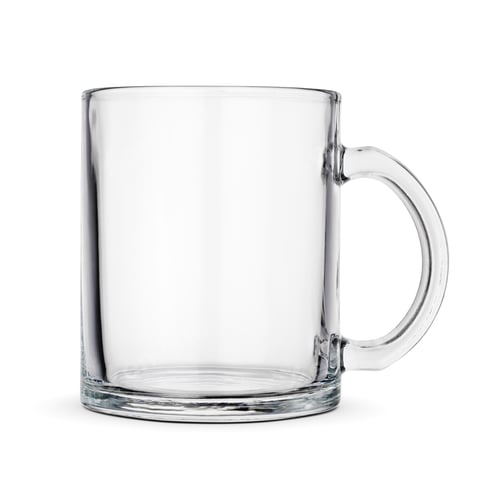 Preview: Blank glass mug isolated on white.