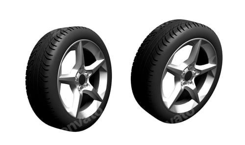 Preview: wheels of car on white background