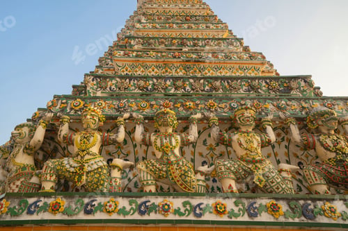 Preview: Temple in Thailand. Thai architecture building. Famous tourist attraction landmark.