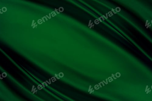 Visualização: Tecido de seda verde esmeralda com dobras brilhantes, espaço de cópia