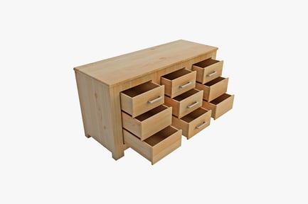 Preview: Wooden chest with six drawers and silver handles