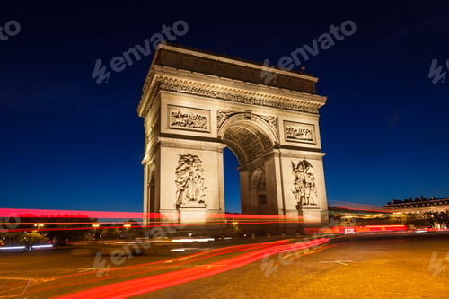 Preview: Night view of Arc de Triomphe - Triumphal Arc in Paris, France