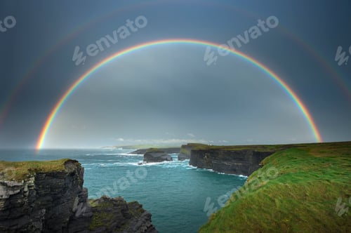 Preview: Rainbow over Kilkee Cliffs, Kilkee, Clare, Ireland